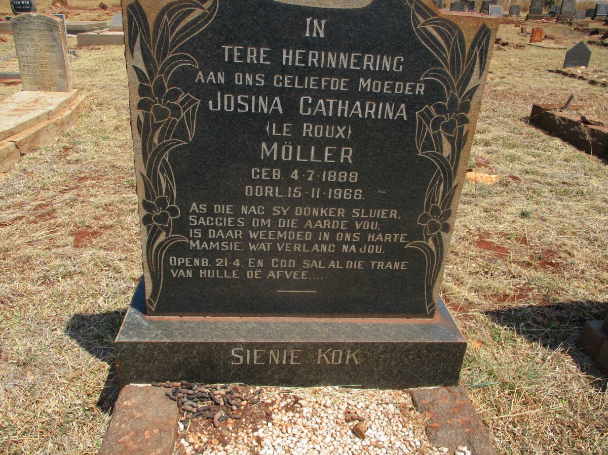 MOLLER Josina Catharina nee LE ROUX 1888-1966