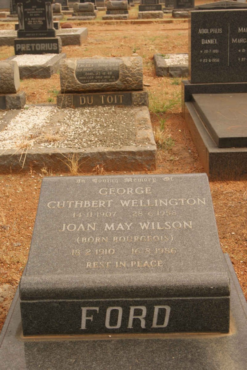 FORD George Cuthbert Wellington 1907-1958 &amp; Joan May Wilson BOURGEIOS 1910-1986