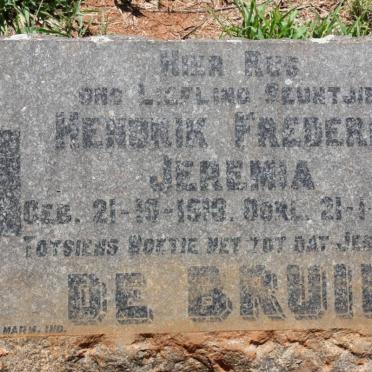 BRUIN Hendrik Frederik Jeremia, de 1919-1929 