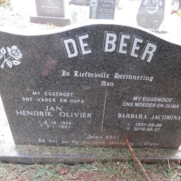 BEER Jan Hendrik Olivier, de 1926-1997 & Barbara Jacomina 1931-2018