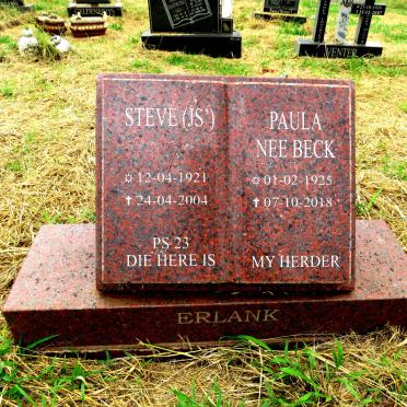 ERLANK J.S. 1921-2004 & Paula BECK 1925-2018