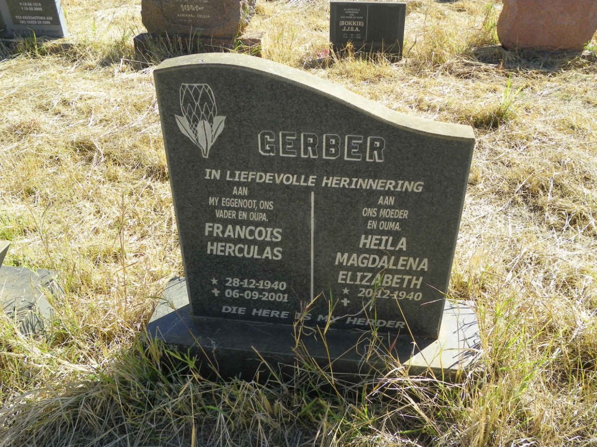 GERBER Francois Herculas 1940-2001 & Heila Magdalena Elizabeth 1940-