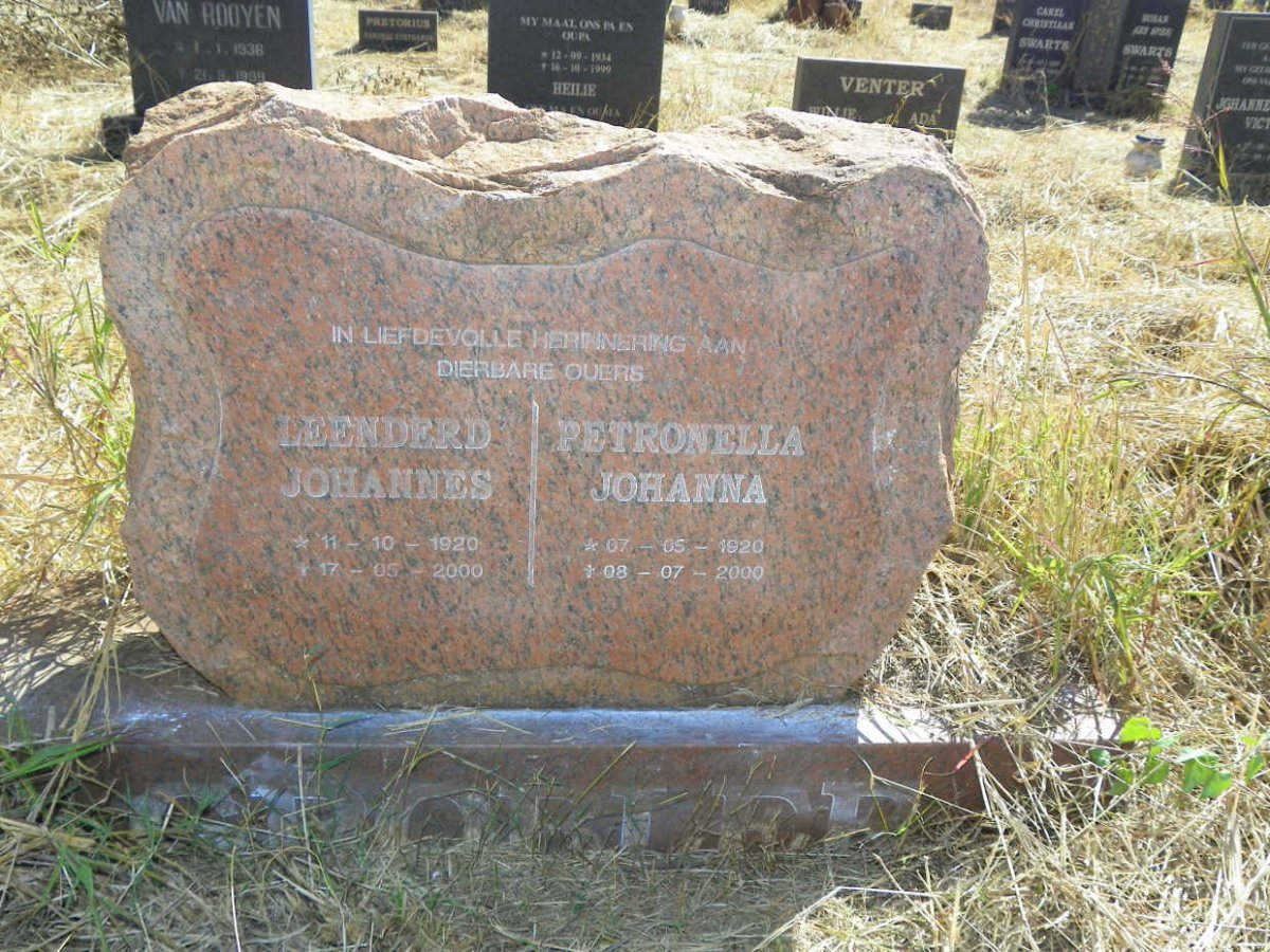 GROBLER Leenerd Johannes 1920-2000 & Petronella Johanna 1920-2000