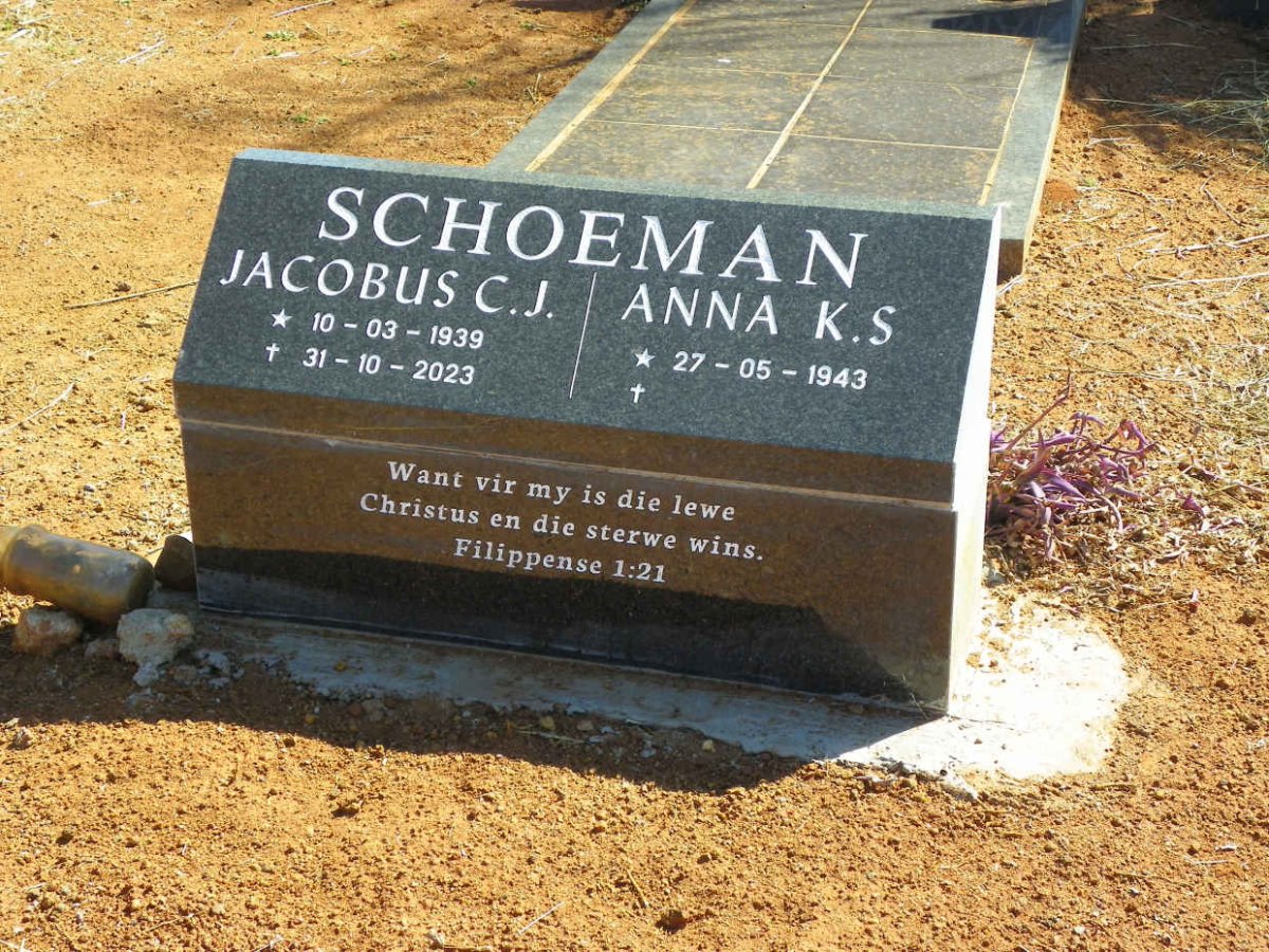 SCHOEMAN Jacobus C.J. 1939-2023 & Anna K.S. 1943-