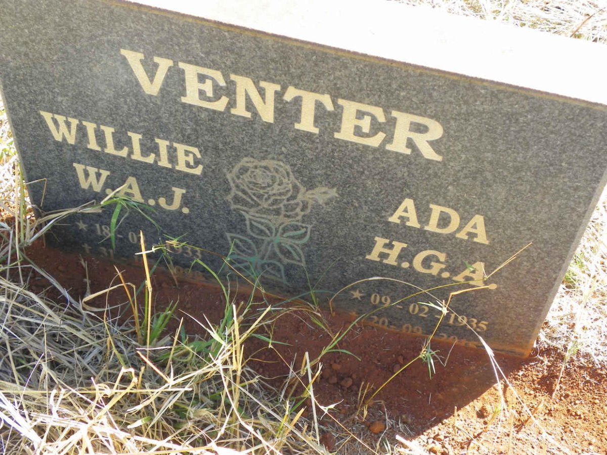 VENTER W.A.J. 1933-1999 & H.G.A. 1935-2015