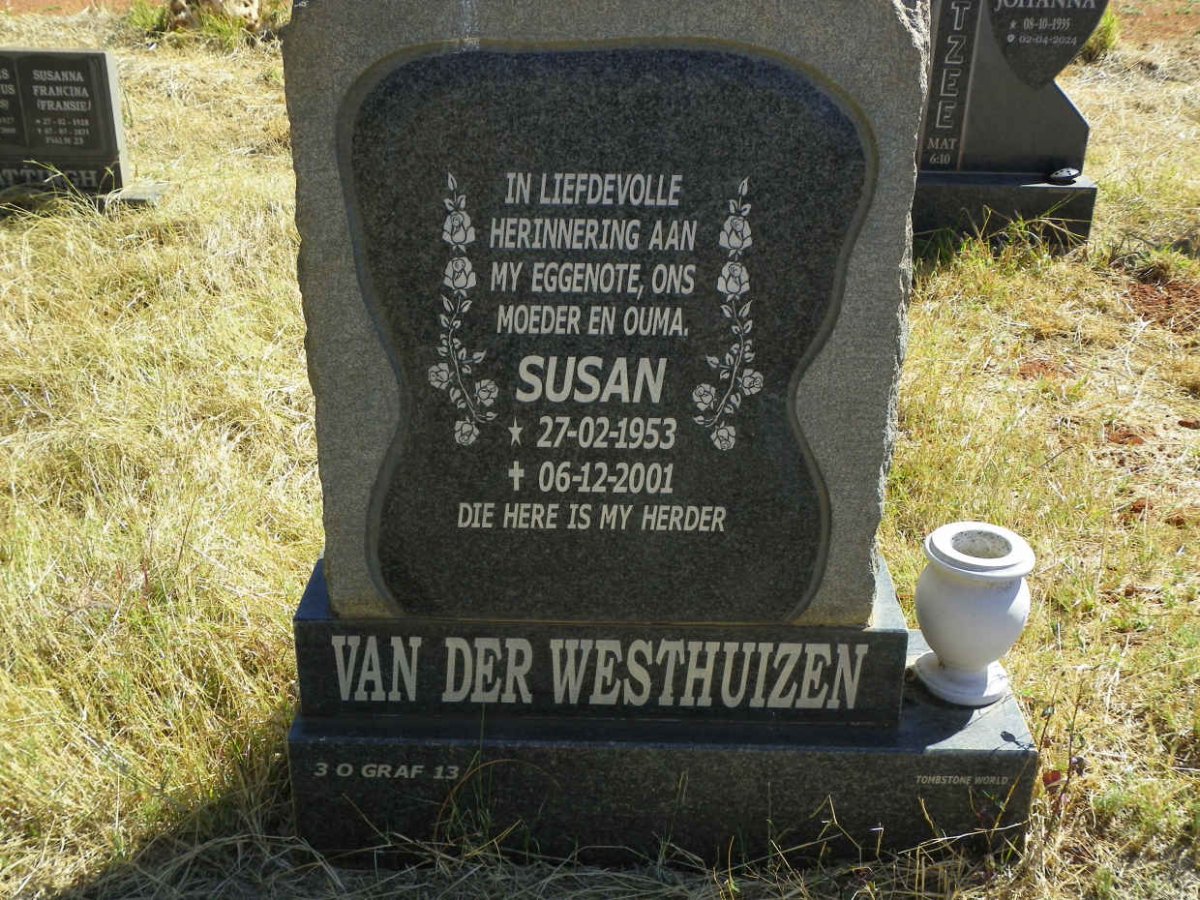 WESTHUIZEN Susan, van der 1953-2001
