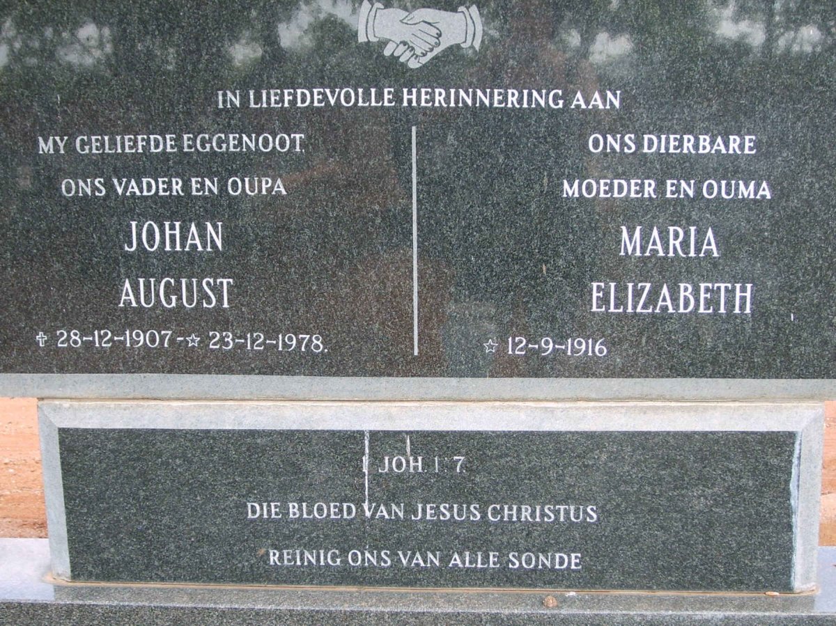 ? Johan August 1907-1978 &amp; Maria Elizabeth 1916-