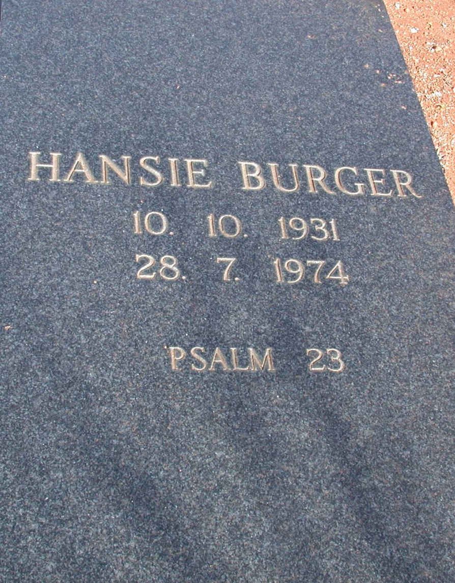 BURGER Hansie 1931-1974