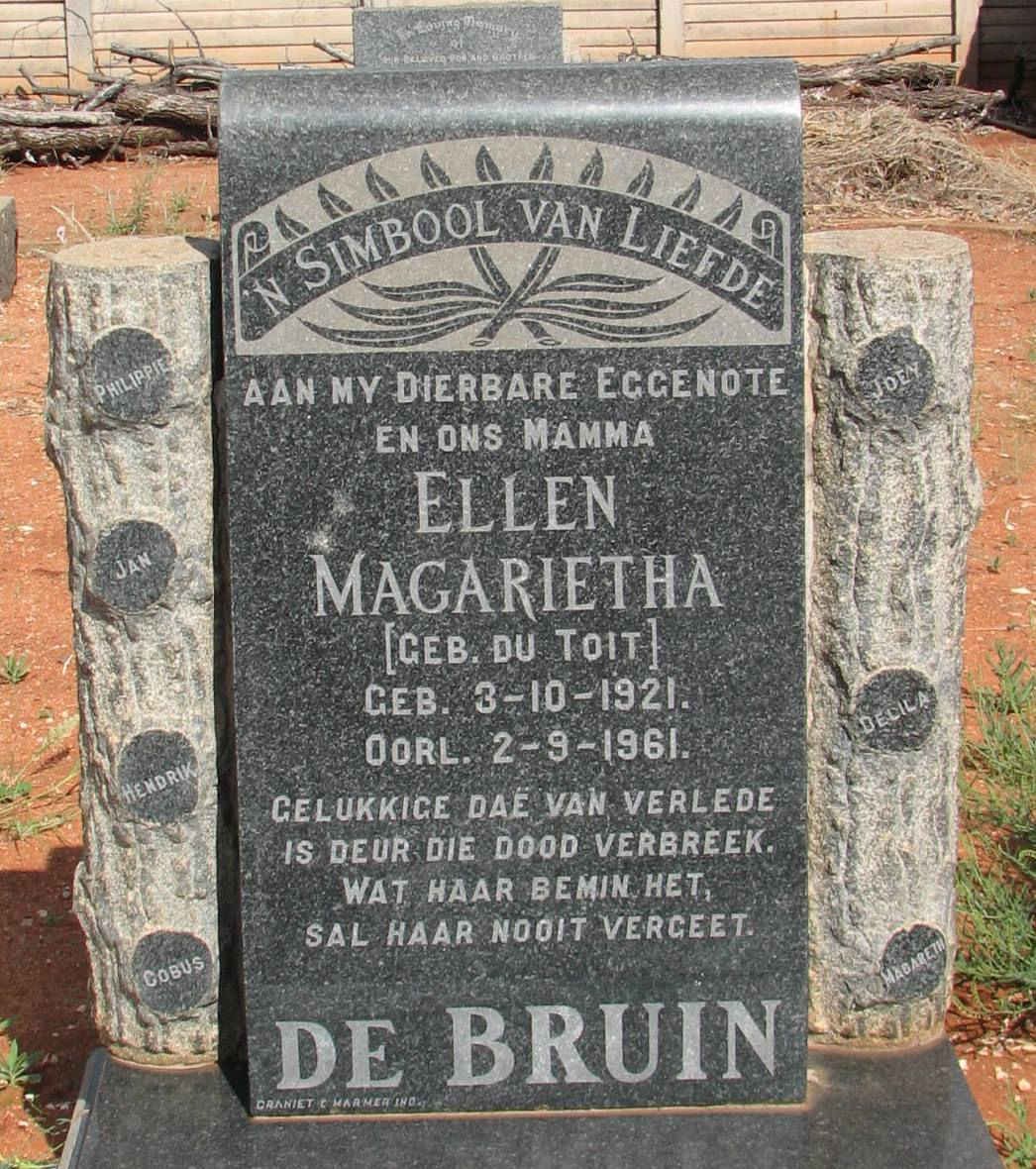 BRUIN Ellen Magarietha, de nee DU TOIT 1921-1961