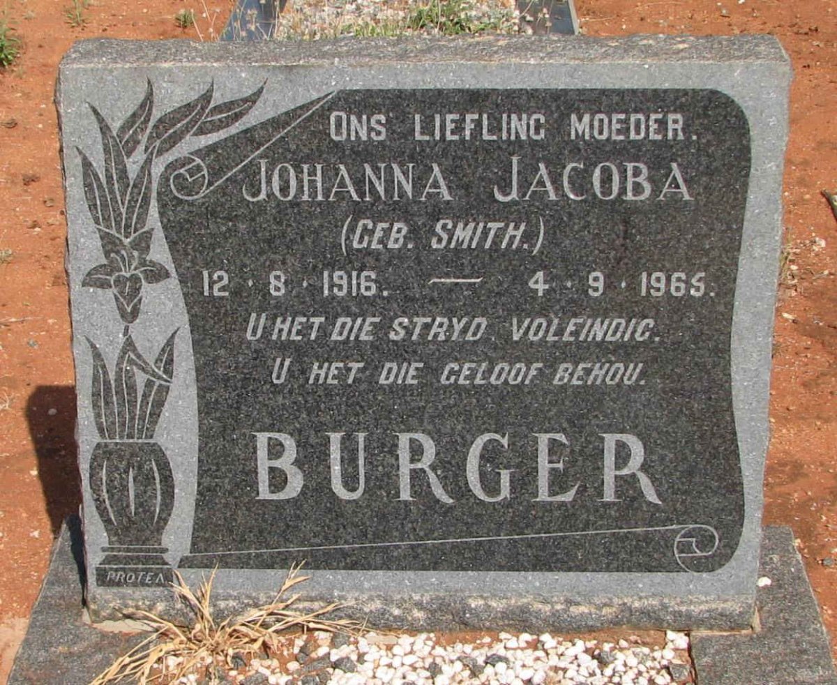BURGER Johanna Jacoba nee SMITH 1916-1965