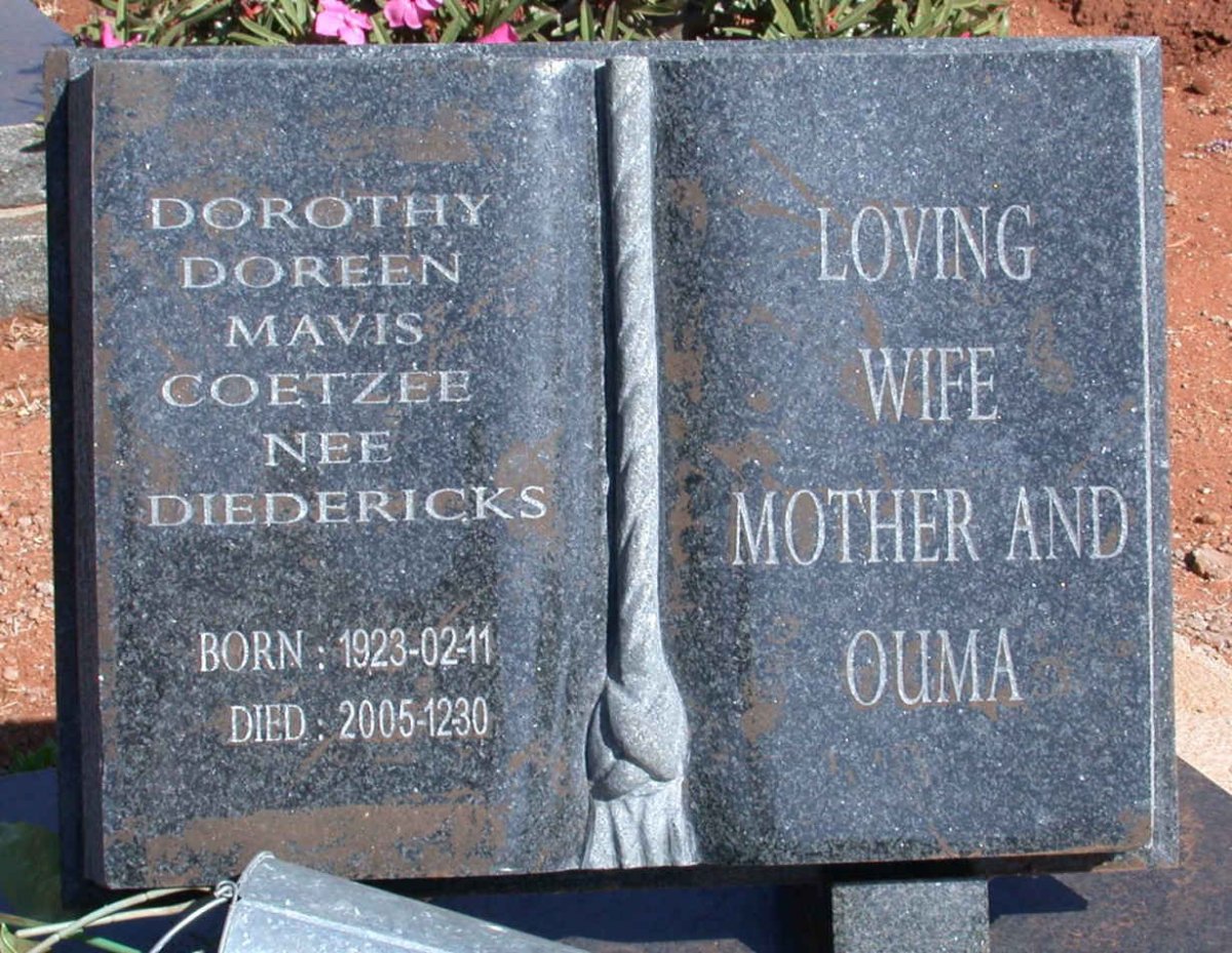 COETZEE Dorothy Doreen Mavis nee DIEDERICKS 1923-2005