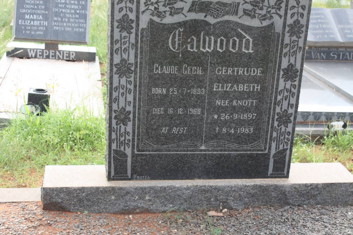 CAWOOD Claude Cecil 1893-1968 &amp; Gertrude Elizabeth KNOTT 1897-1983