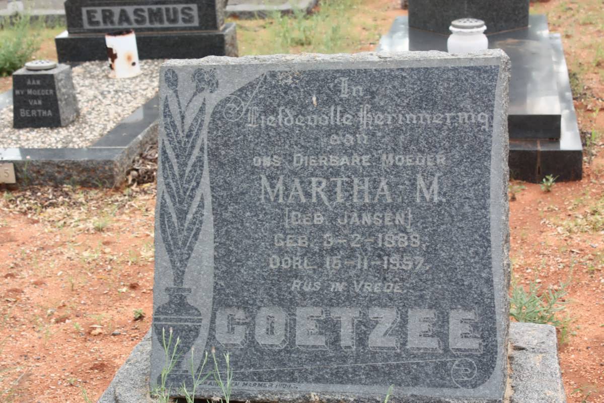 COETZEE Martha M. nee JANSEN 1888-1957
