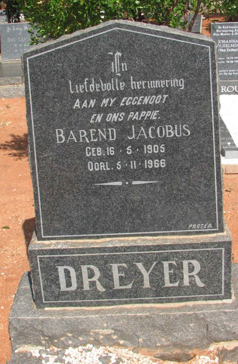 DREYER Barend Jacobus 1905-1966