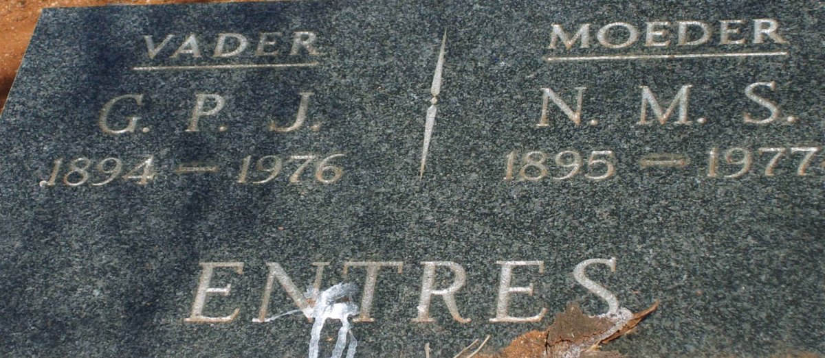 ENTRES G.P.J. 1894-1976 &amp; N.M.S. 1895-1977