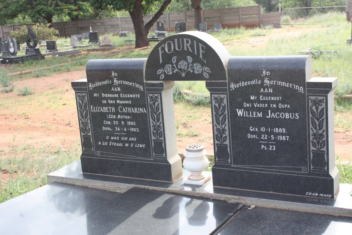 FOURIE Willem Jacobus 1889-1987 &amp; Elizabeth Catharina BOTHA 1905-1963