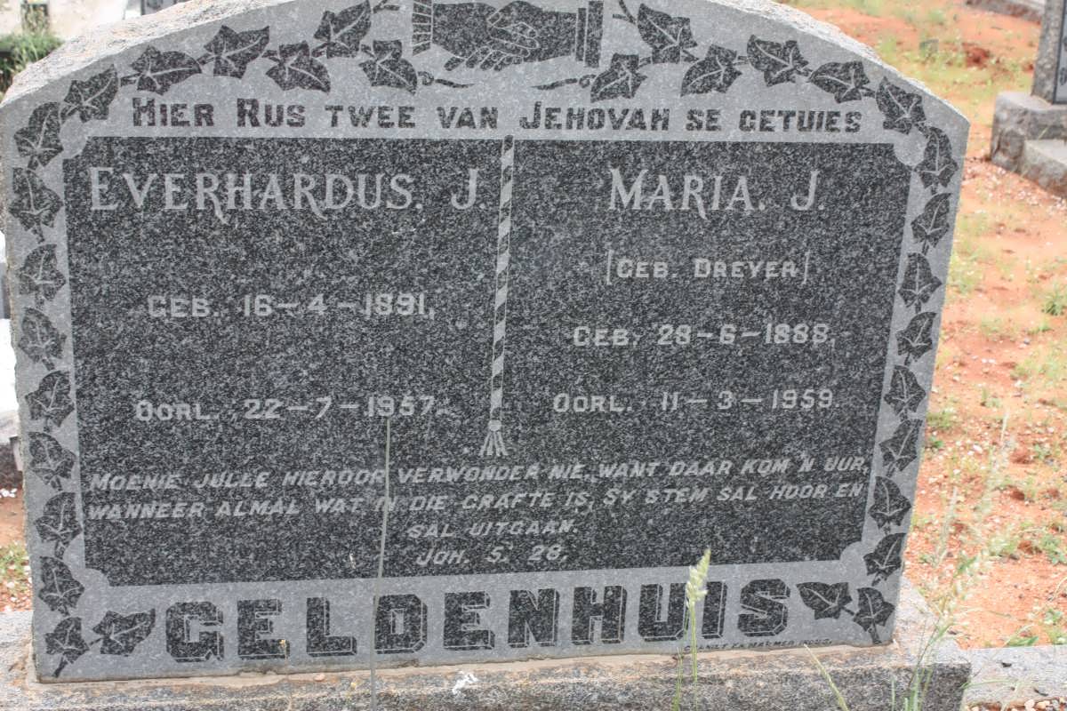 GELDENHUIS Everhardus J. 1891-1957 &amp; Maria J. DREYER 1888-1959