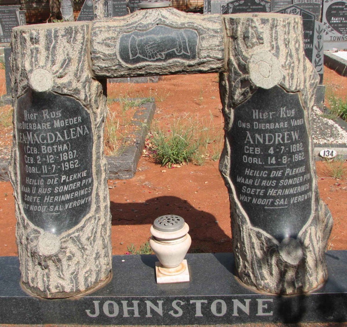 JOHNSTONE Andrew 1882-1962 &amp; Lea Magdalena BOTHA 1887-1962