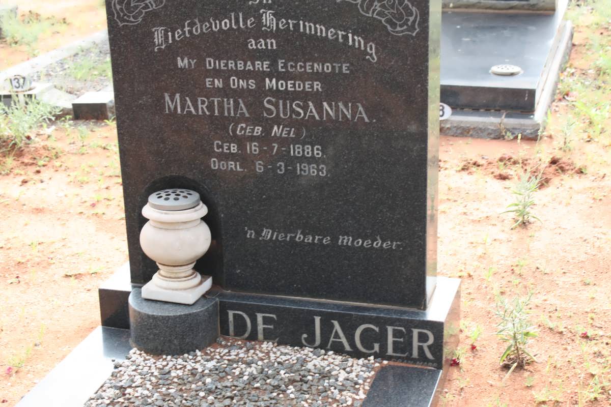 JAGER Martha Susanna, de nee NEL 1886-1963