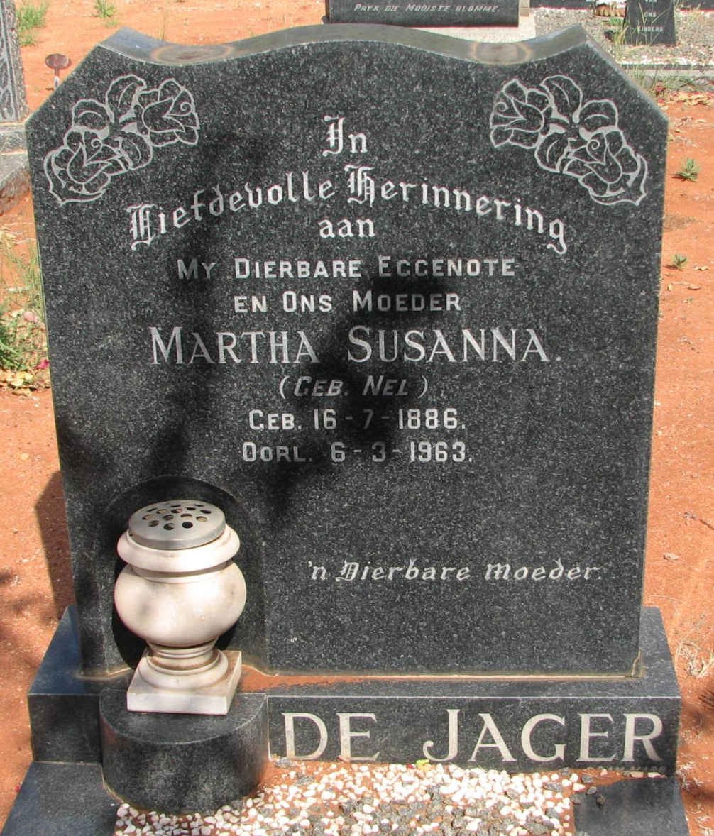 JAGER Martha Susanna, de nee NEL 1886-1963