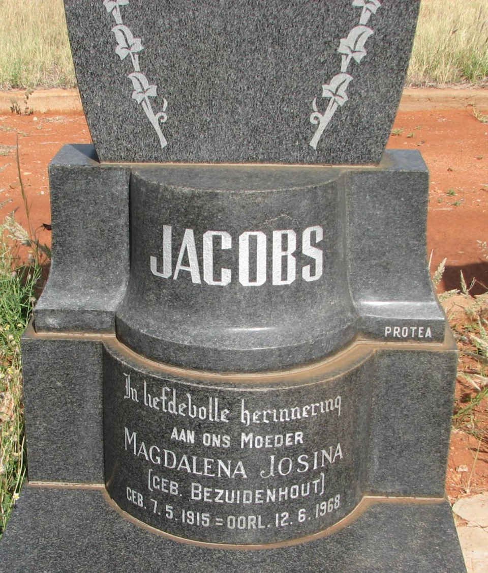 JACOBS Magdalena Josina nee BEZUIDENHOUT 1915-1968