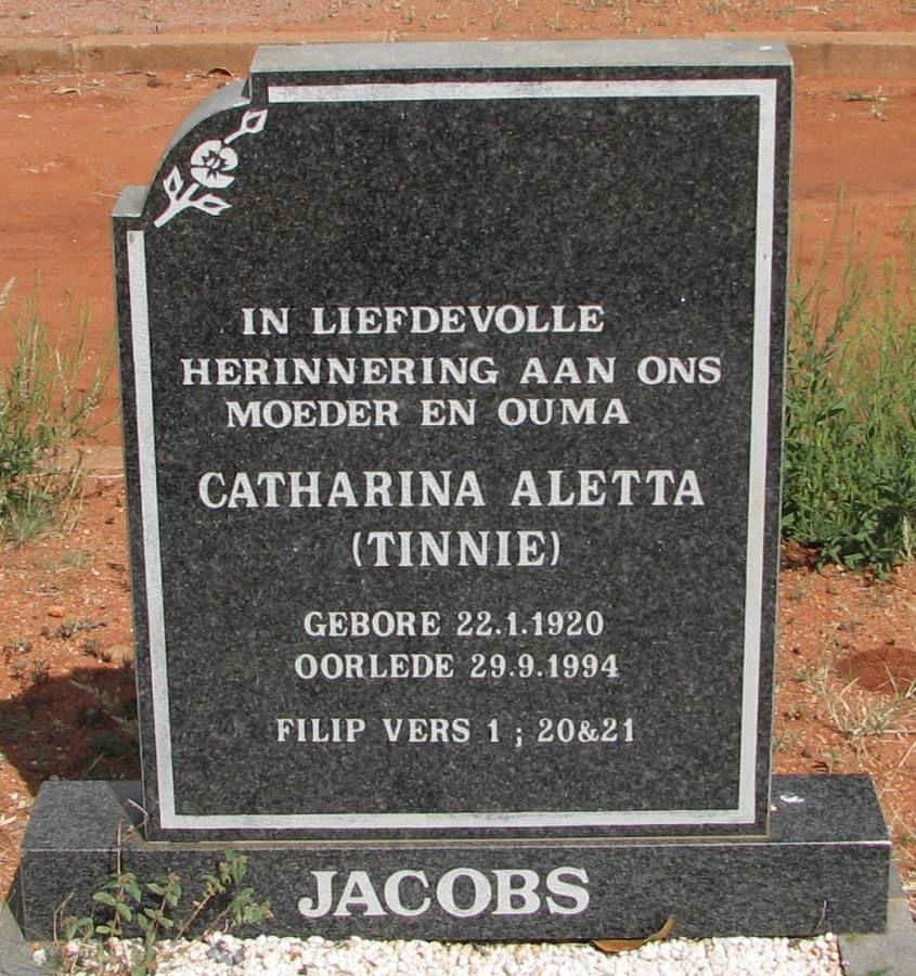 JACOBS Catharina Aletta 1920-1994