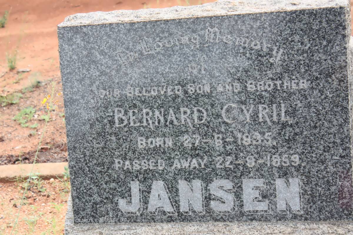JANSEN Bernard Cyril 1935-1959