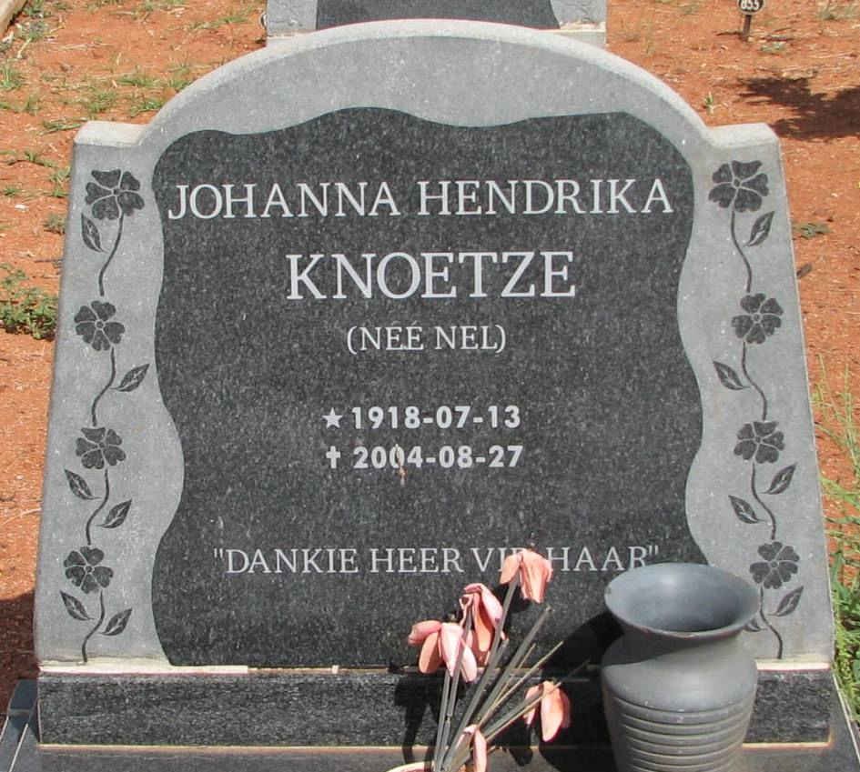 KNOETZE Johanna Hendrika nee NEL 1918-2004