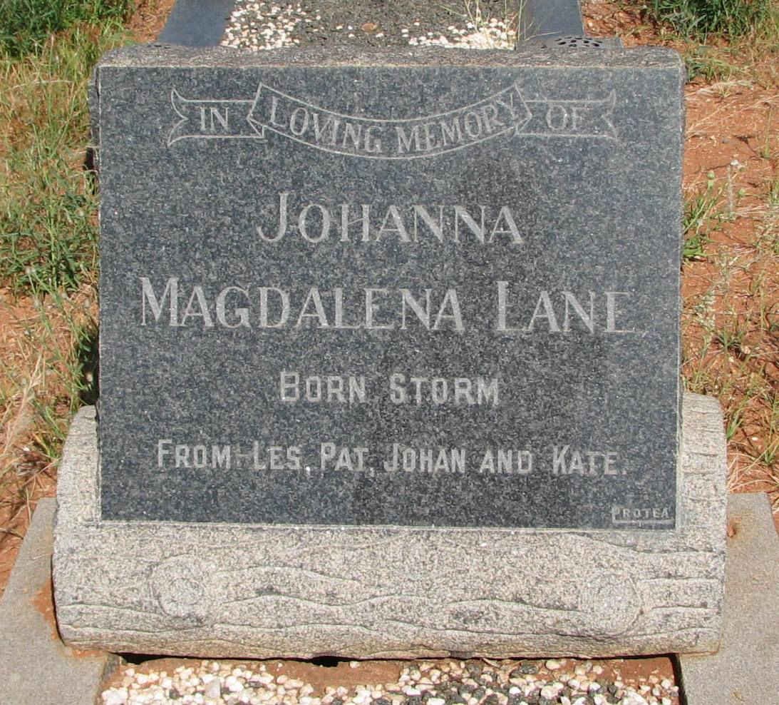 LANE Johanna Magdalena nee STORM