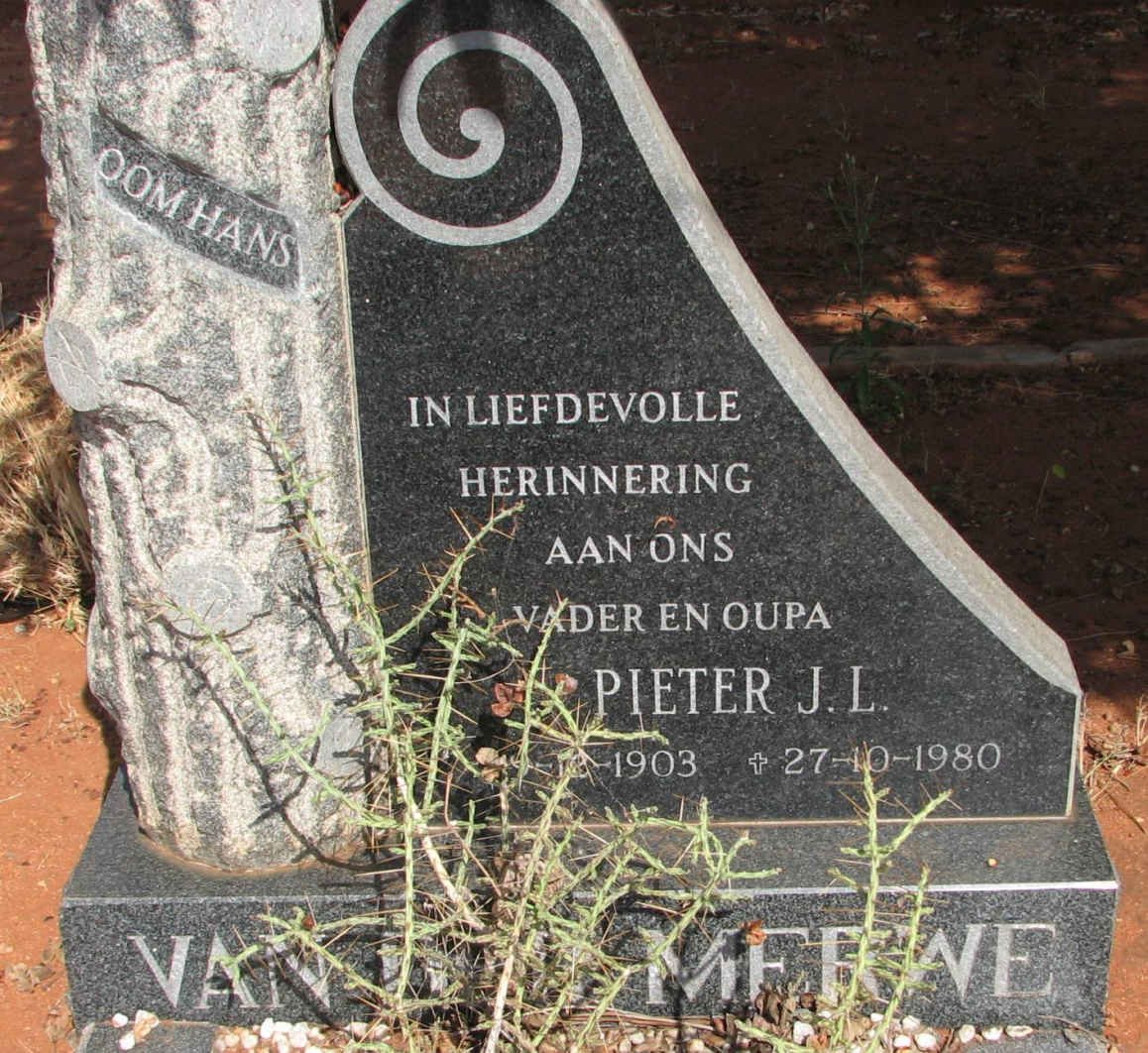 MERWE Pieter J.L., van der 1903-1980