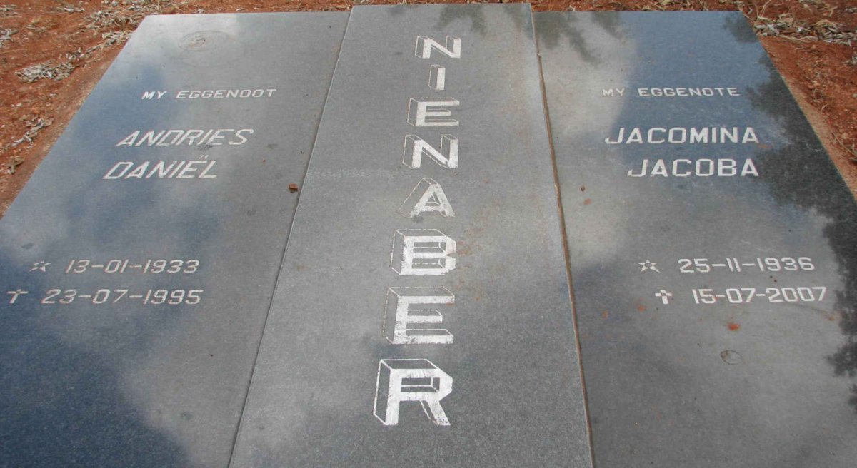 NIENABER Andries Daniel 1933-1995 &amp; Jacomina Jacoba 1936-2007