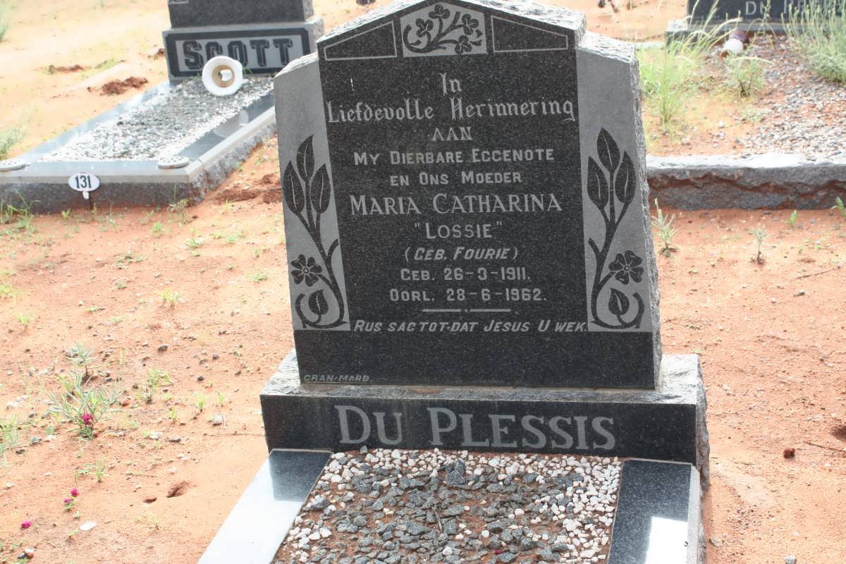PLESSIS Maria Catharina, du nee FOURIE 1911-1962