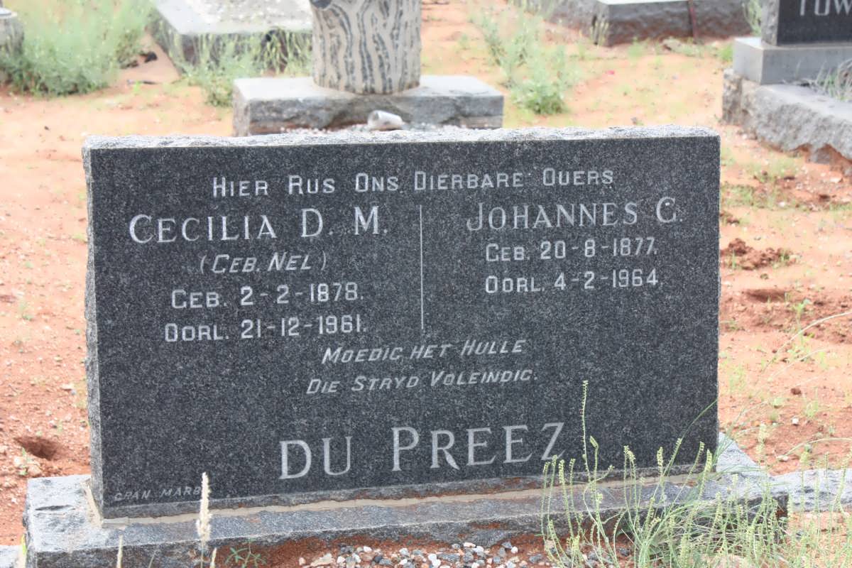 PREEZ Johannes G., du 1877-1964 &amp; Cecilia D.M. NEL 1878-1961
