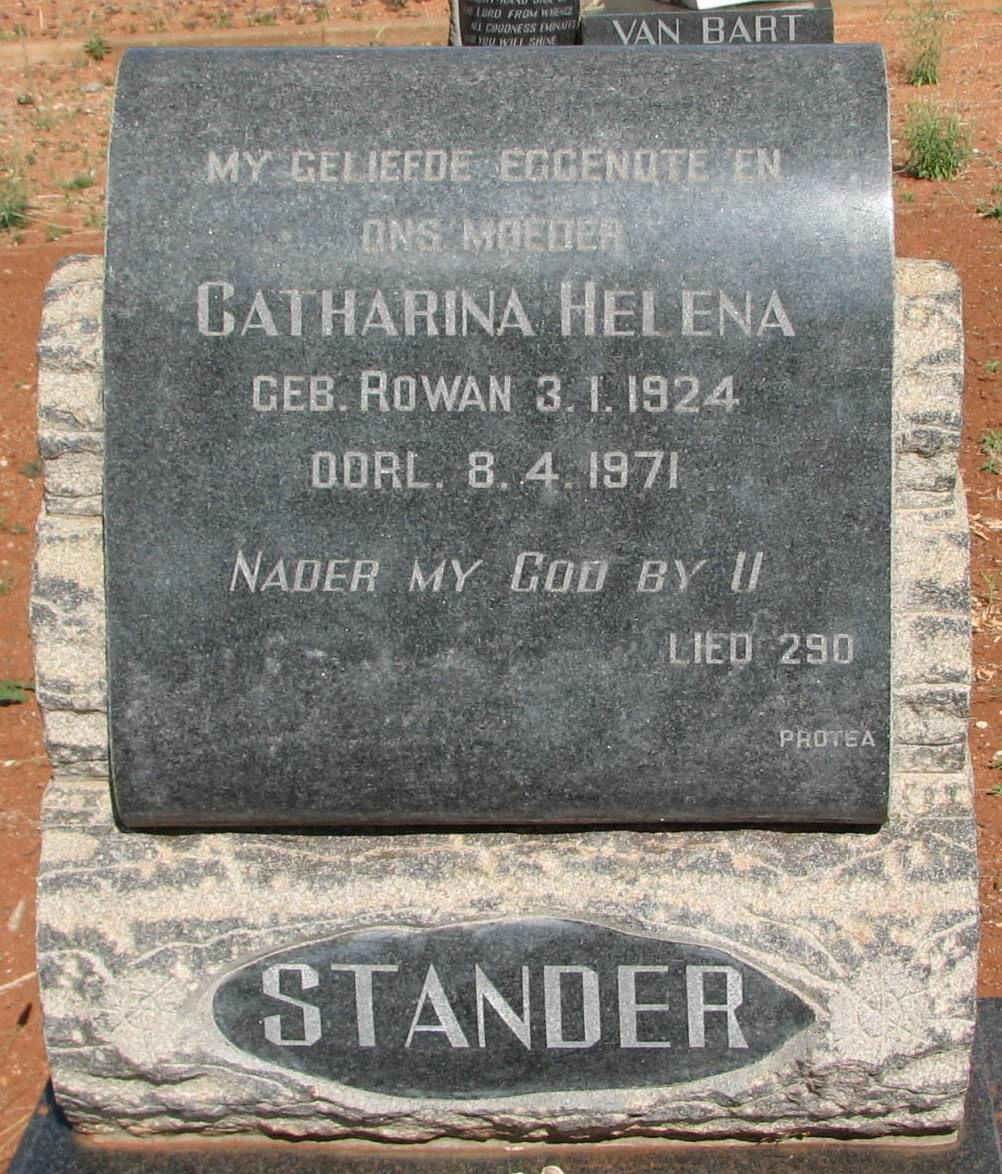 STANDER Catharina Helena nee ROWAN 1924-1971