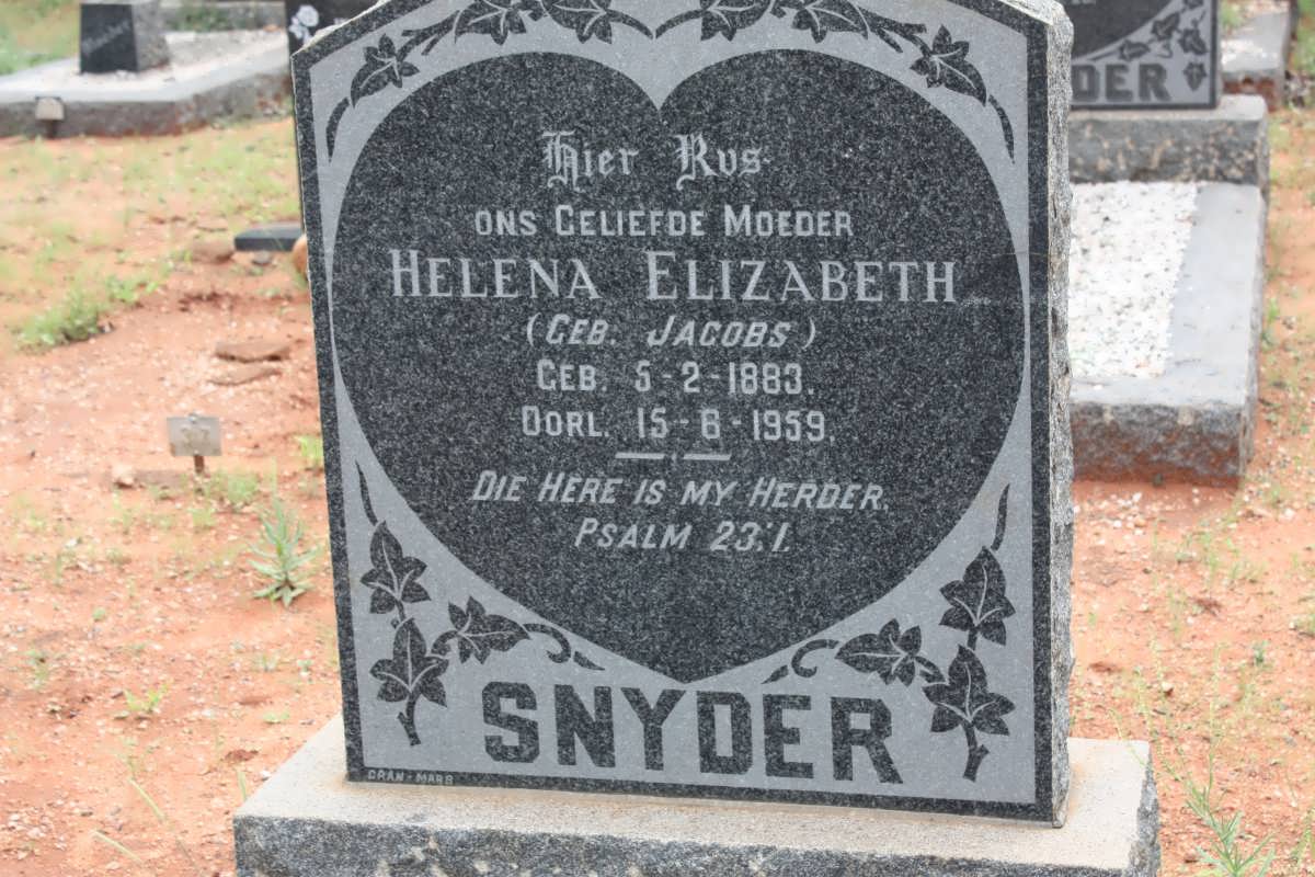 SNYDER Helena Elizabeth nee JACOBS 1883-1959