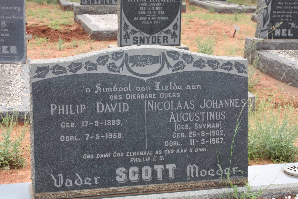 SCOTT Philip David 1893-1958 &amp; Nicolaas Johannes Augustinus SNYMAN 1902-1967