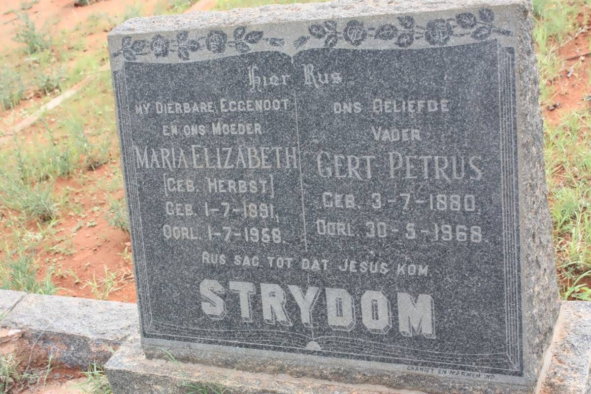 STRYDOM Gert Petrus 1880-1968 &amp; Maria Elizabeth HERBST 1891-1958