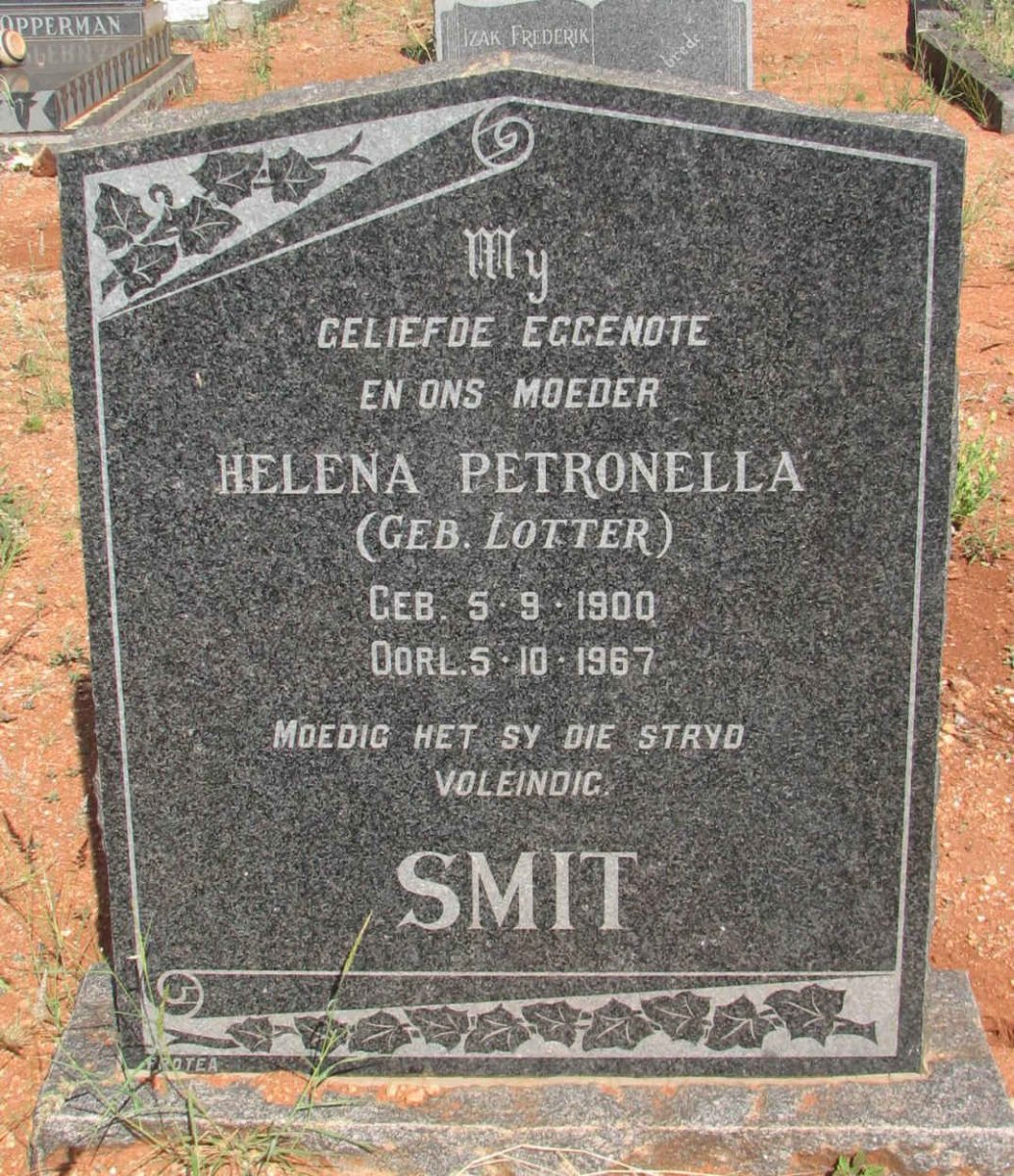 SMIT Helena Petronella nee LOTTER 1900-1967