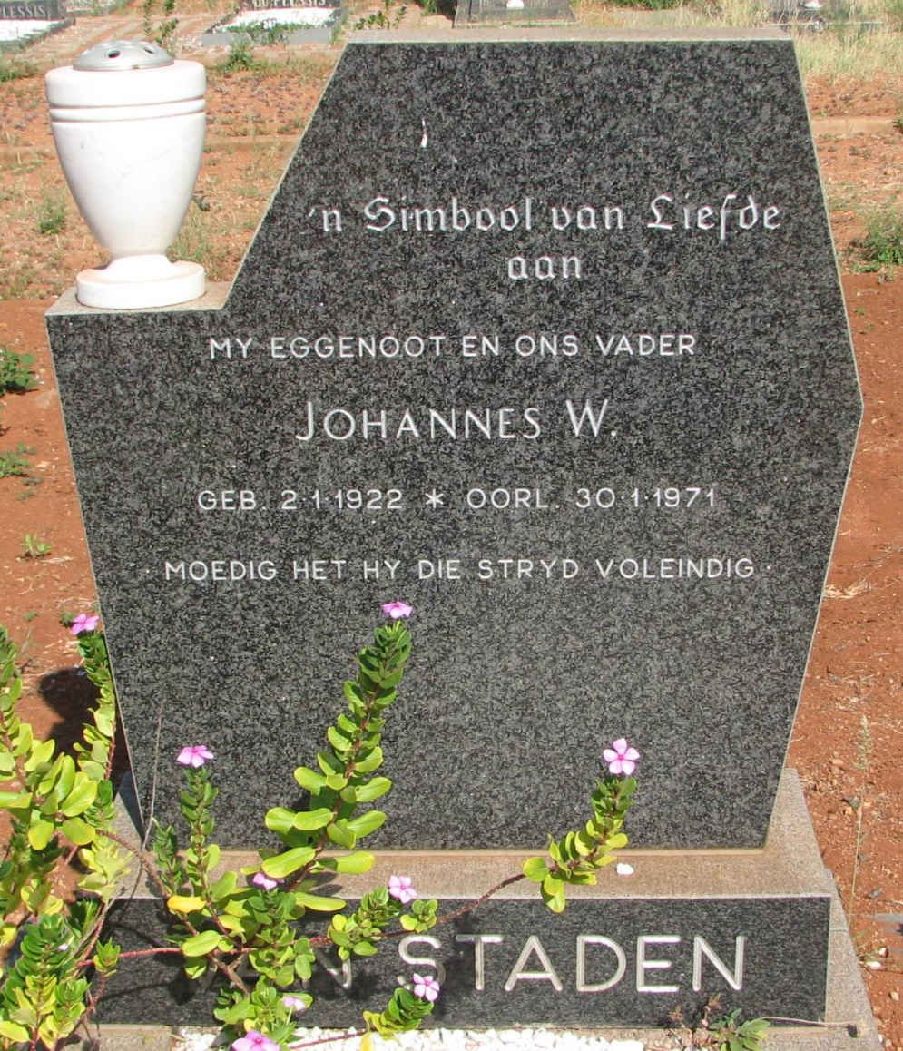 STADEN Johannes W., van 1922-1971