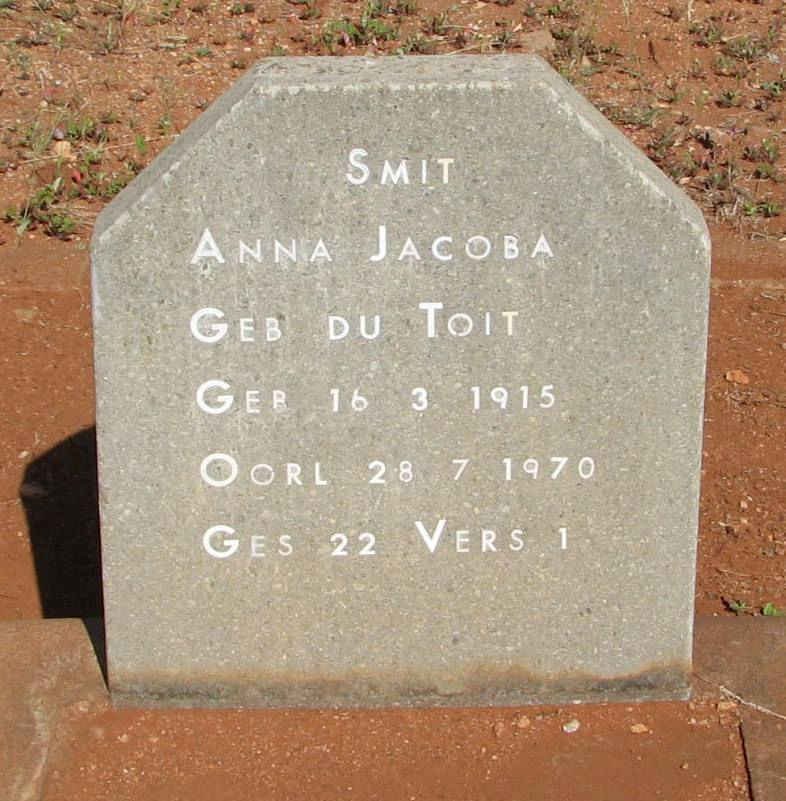 SMIT Anna Jacoba nee DU TOIT 1915-1970