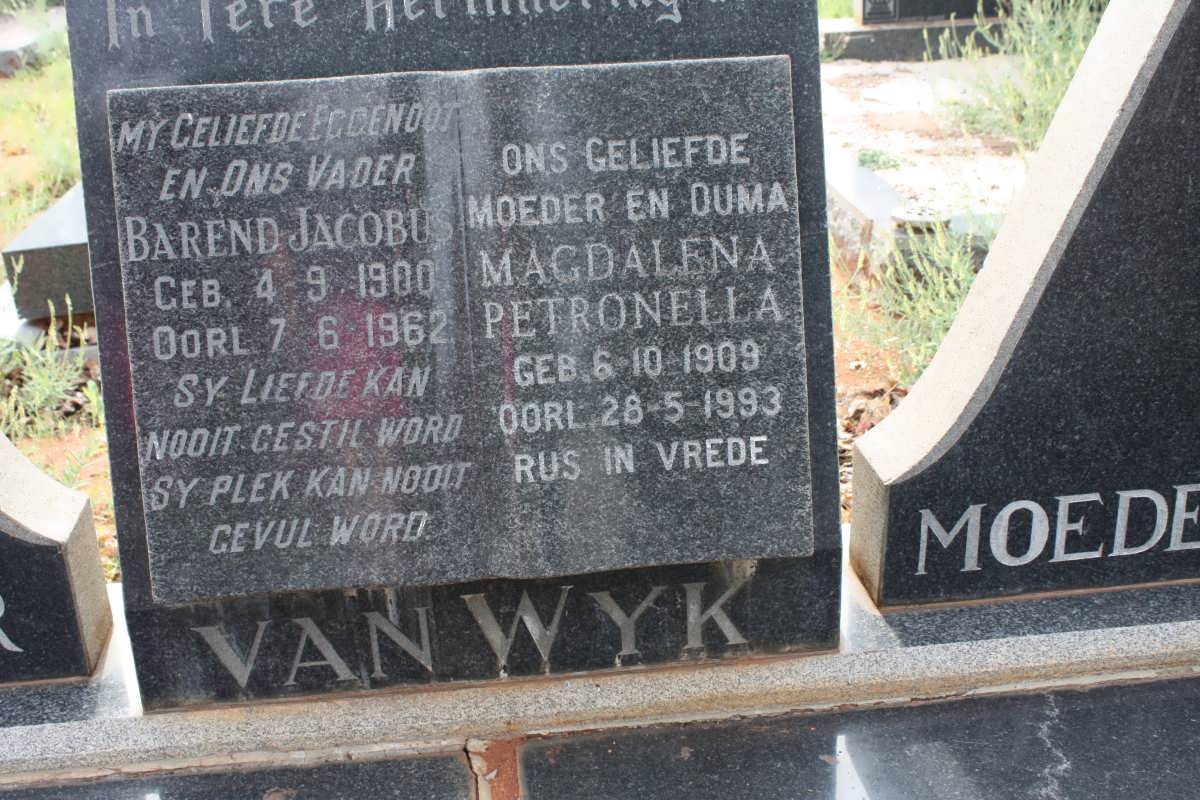 WYK Barend Jacobus, van 1900-1962 &amp; Magdalena Petronella 1909-1993