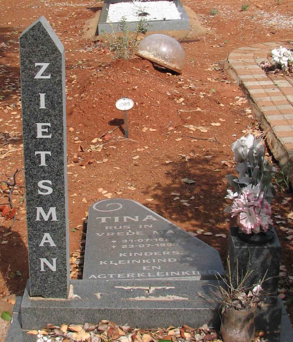 ZIETSMAN Tina 1922-1990