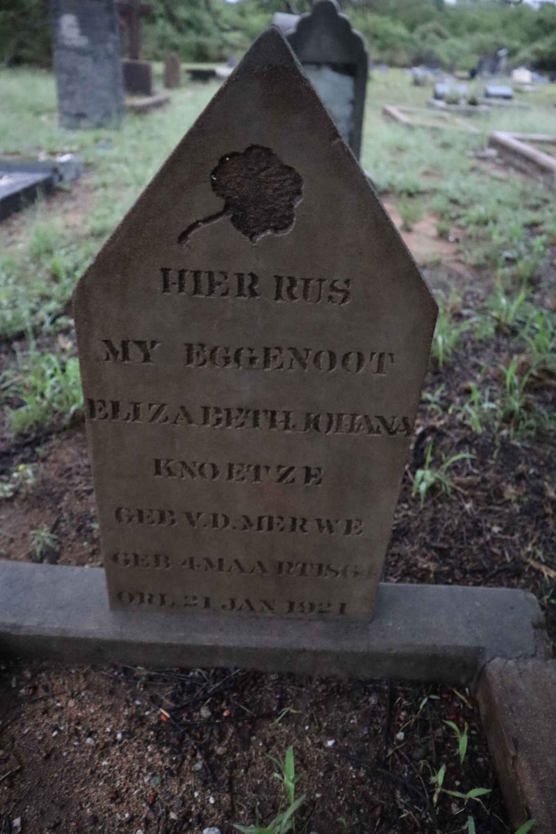 KNOETZE Elizabeth Johana nee VAN DER MERWE 1864-1921