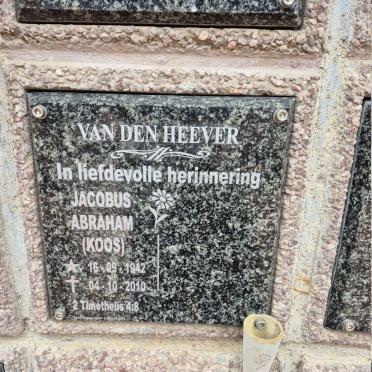 HEEVER Jacobus Abraham, van den 1942-2010