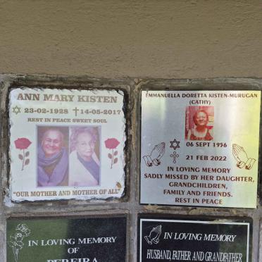 KISTEN Ann Mary 1928-2017 :: MURUGAN Emmanuella Doretta, KISTEN 1956-2022